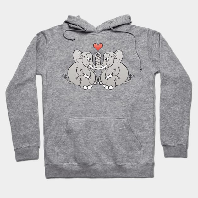 Couple of sweet elephants in love intertwining trunks Hoodie by zooco